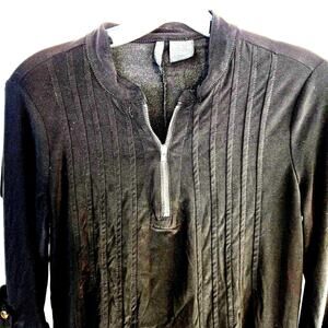 New Directions Women's Shirt Petite Small PS Black Top Blouse Misses size 0 2